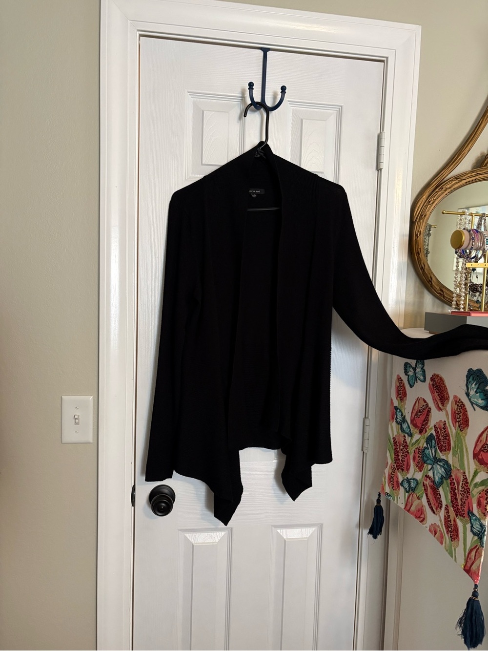 Verve Ami Black Open-Front Draped Cardigan